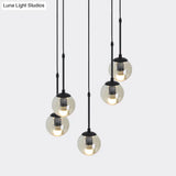 Minimalist Clear Glass Black Pendant Light With Clustered Globes - Industrial Hanging Lamp Kit