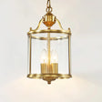 Minimalist Clear Glass Brass Cylinder Chandelier - Hanging Ceiling Light With 3 Bulbs 8/12 Wide / 8