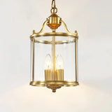 Minimalist Clear Glass Brass Cylinder Chandelier - Hanging Ceiling Light With 3 Bulbs 8/12 Wide / 8