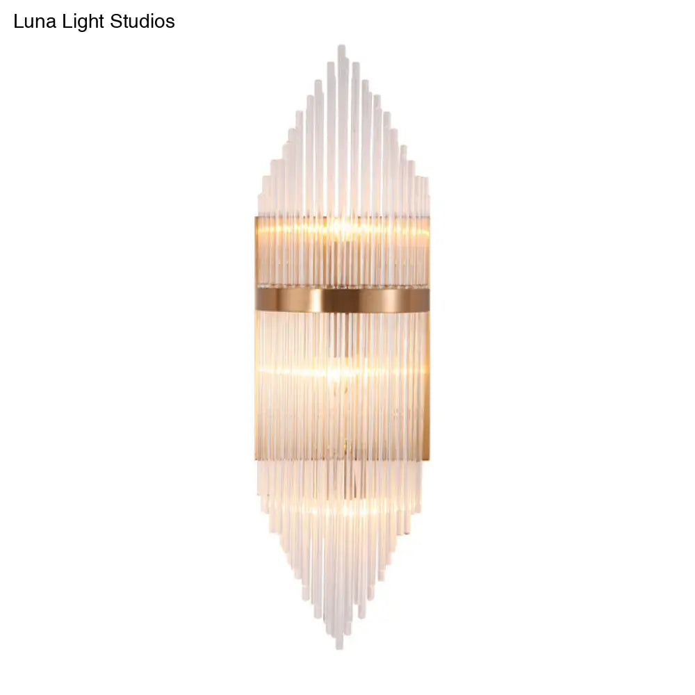 Minimalist Clear Glass Sconce Light With Gold Finish - 2/3 Lights Indoor Wall Lighting