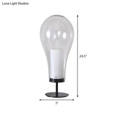 Minimalist Clear Glass Table Lamp - Compact Bulb-Shape Desk Light For Bedroom
