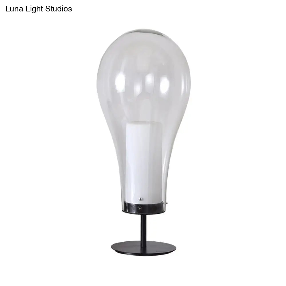 Minimalist Clear Glass Table Lamp - Compact Bulb-Shape Desk Light For Bedroom