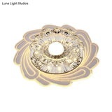 Minimalist Clear Led Crystal Flower Flush Mount Light For Corridor