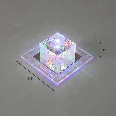 Minimalist Clear Led Crystal Square Flush Mount Lighting For Passage / 5.5’ Multi Color