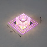 Minimalist Clear Led Crystal Square Flush Mount Lighting For Passage / 5.5’ Pink