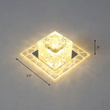 Minimalist Clear Led Crystal Square Flush Mount Lighting For Passage / 5.5’ Warm