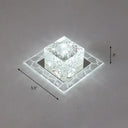 Minimalist Clear Led Crystal Square Flush Mount Lighting For Passage / 5.5’ White