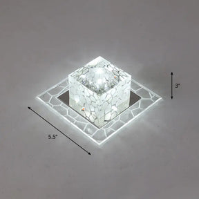 Minimalist Clear Led Crystal Square Flush Mount Lighting For Passage / 5.5’ White