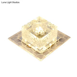 Minimalist Clear Led Crystal Square Flush Mount Lighting For Passage