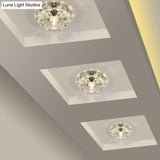 Minimalist Clear Led Flush Mount Fixture For Hallway - Floral Crystal Lighting