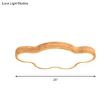 Minimalist Cloud/Star Led Ceiling Light For Children’s Bedroom - Wooden Flush Mount Lamp In Beige