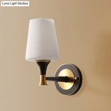 Minimalist Conical Glass Wall Sconce With 1 Bulb Black & Brass