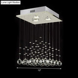 Minimalist Crystal Ball Flush Mount Ceiling Light Fixture With 3 Lights - Living Room Square Design