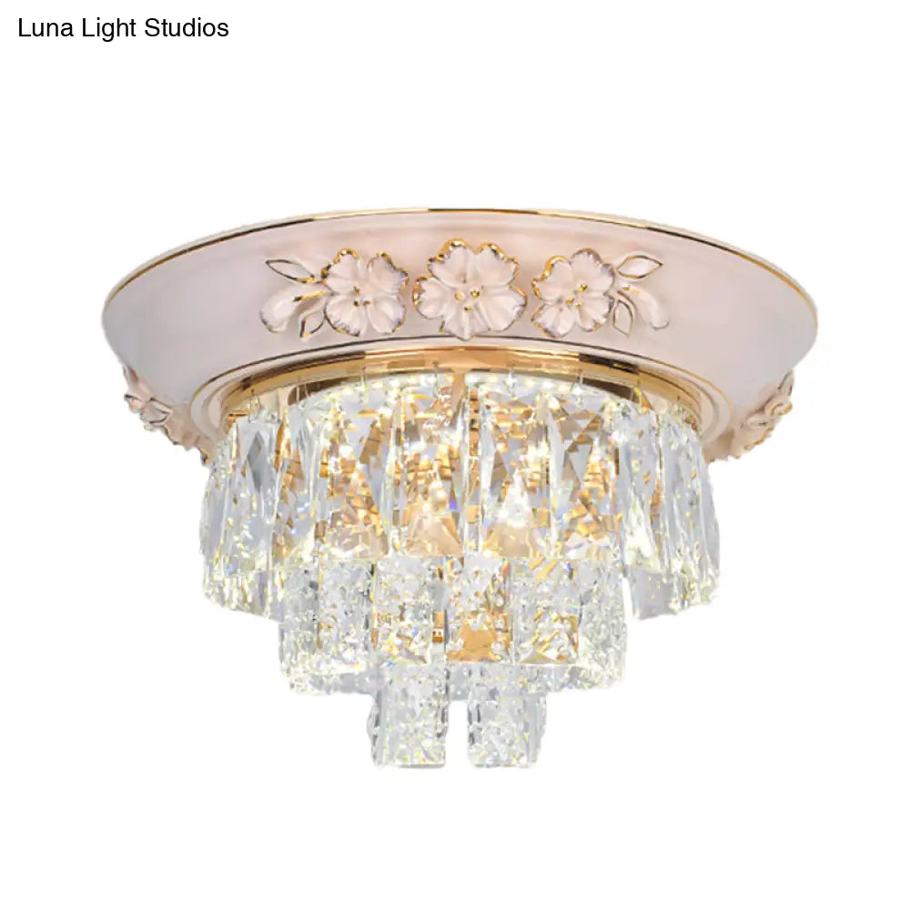 Minimalist Crystal Block Led Ceiling Fixture - Beige/Blue 12’/14’/18’ Wide