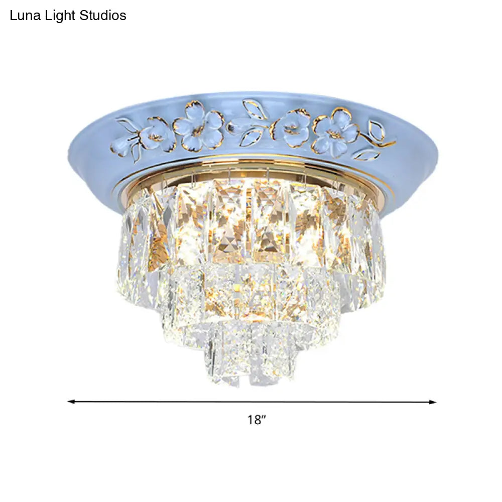 Minimalist Crystal Block Led Ceiling Fixture - Beige/Blue 12’/14’/18’ Wide