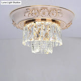 Minimalist Crystal Block Led Ceiling Fixture - Beige/Blue 12’/14’/18’ Wide