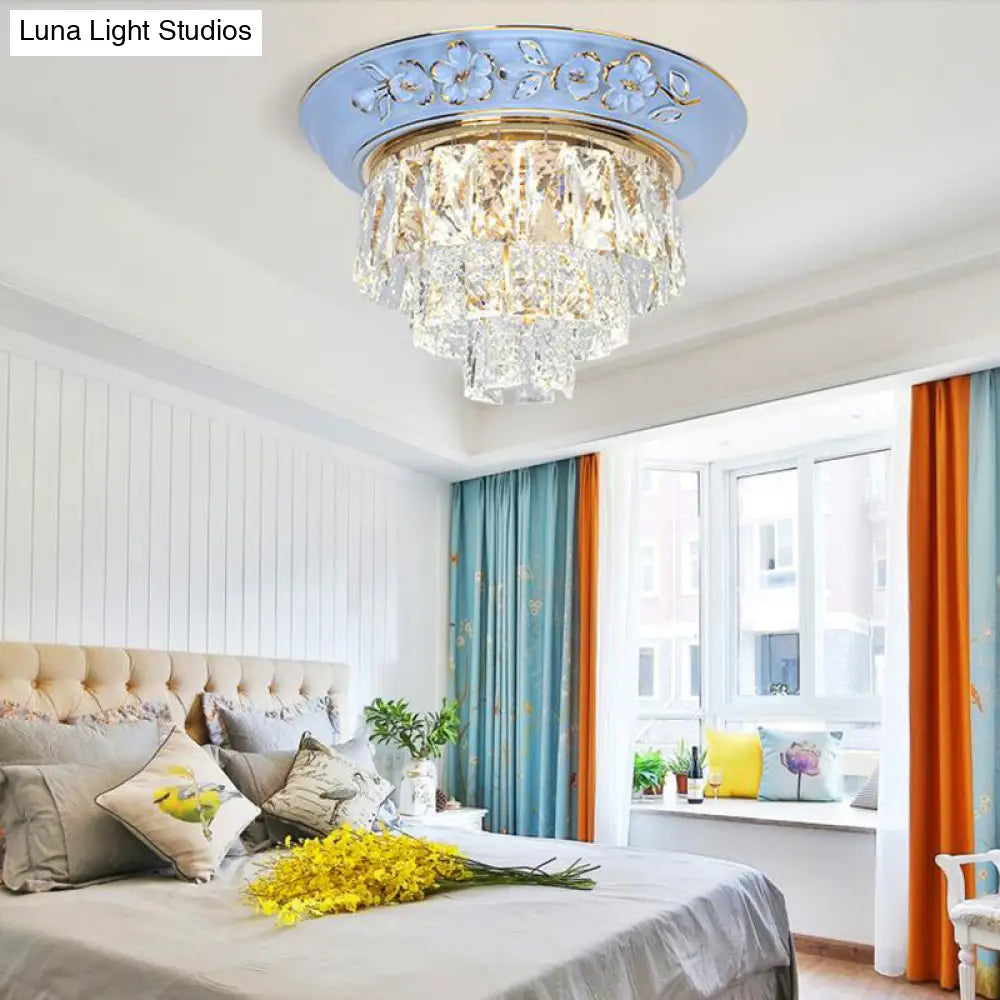 Minimalist Crystal Block Led Ceiling Fixture - Beige/Blue 12’/14’/18’ Wide