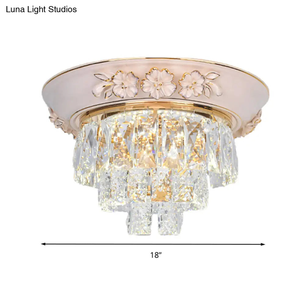 Minimalist Crystal Block Led Ceiling Fixture - Beige/Blue 12’/14’/18’ Wide