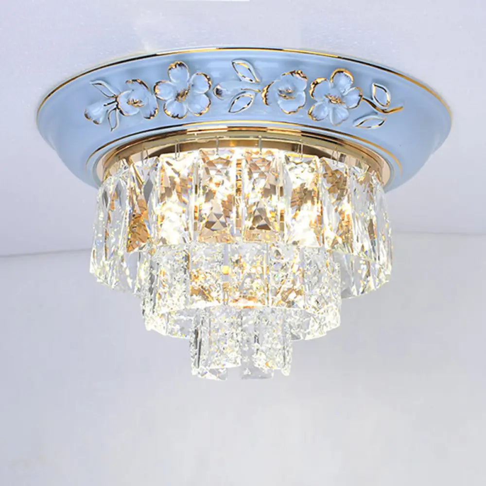 Minimalist Crystal Block Led Ceiling Fixture - Beige/Blue 12’/14’/18’ Wide Blue / 14’