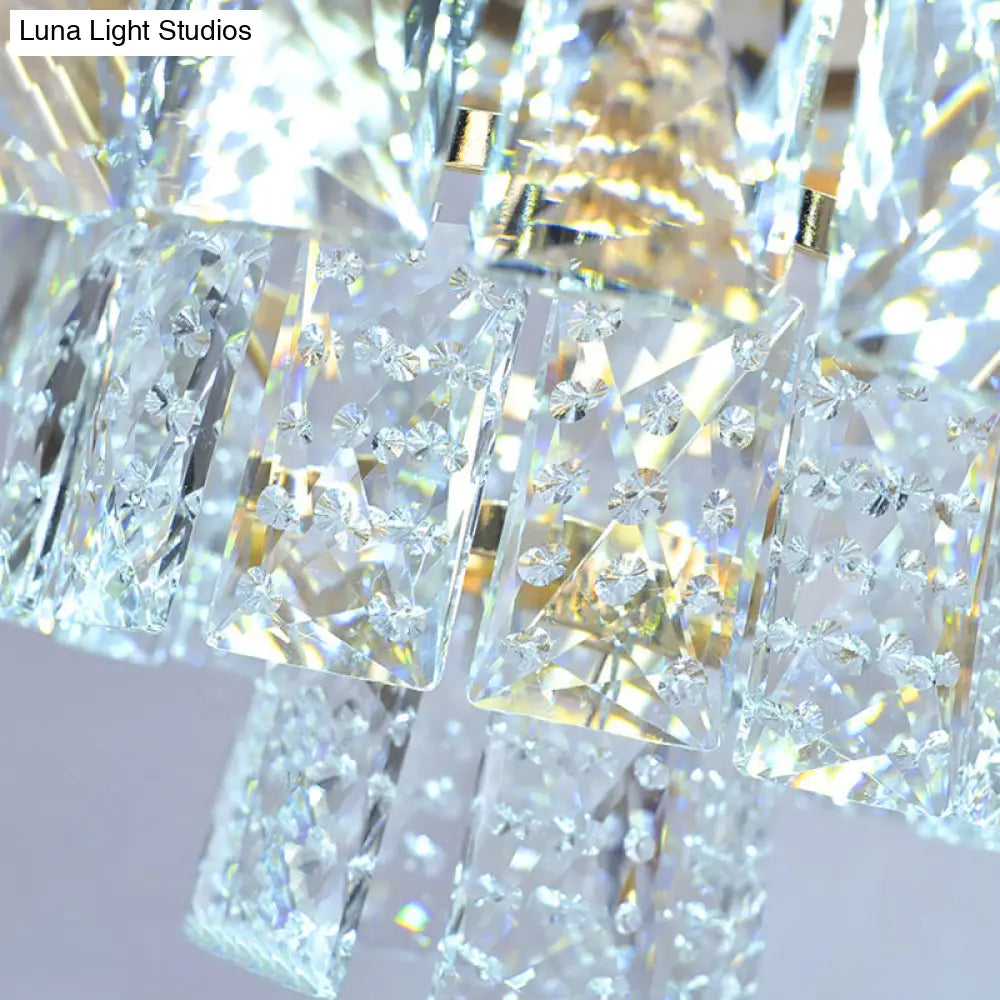 Minimalist Crystal Block Led Ceiling Fixture - Beige/Blue 12’/14’/18’ Wide