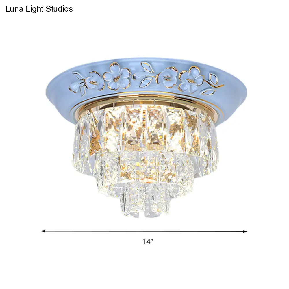 Minimalist Crystal Block Led Ceiling Fixture - Beige/Blue 12’/14’/18’ Wide