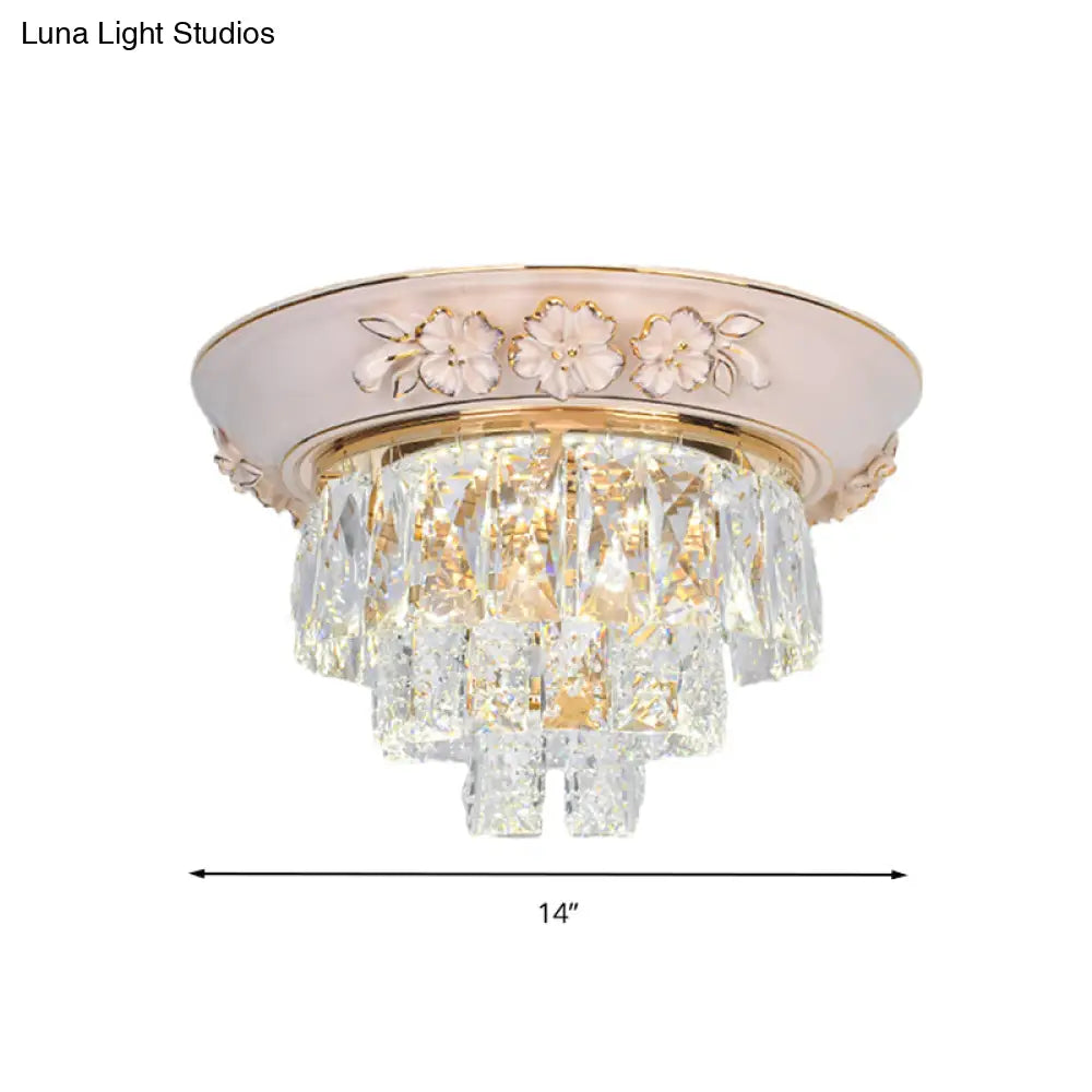 Minimalist Crystal Block Led Ceiling Fixture - Beige/Blue 12’/14’/18’ Wide