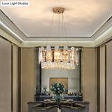 Minimalist Crystal Circle Chandelier - Clear Ceiling Suspension Lamp For Dining Room