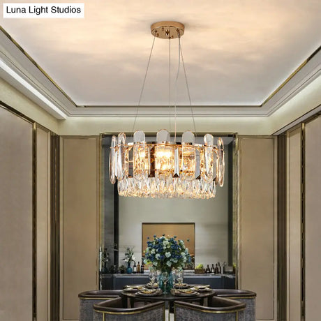 Minimalist Crystal Circle Chandelier - Clear Ceiling Suspension Lamp For Dining Room