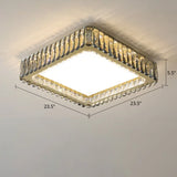 Minimalist Crystal Clear Geometric Flush Mount Ceiling Light For Bedroom / 23.5’ Square Plate