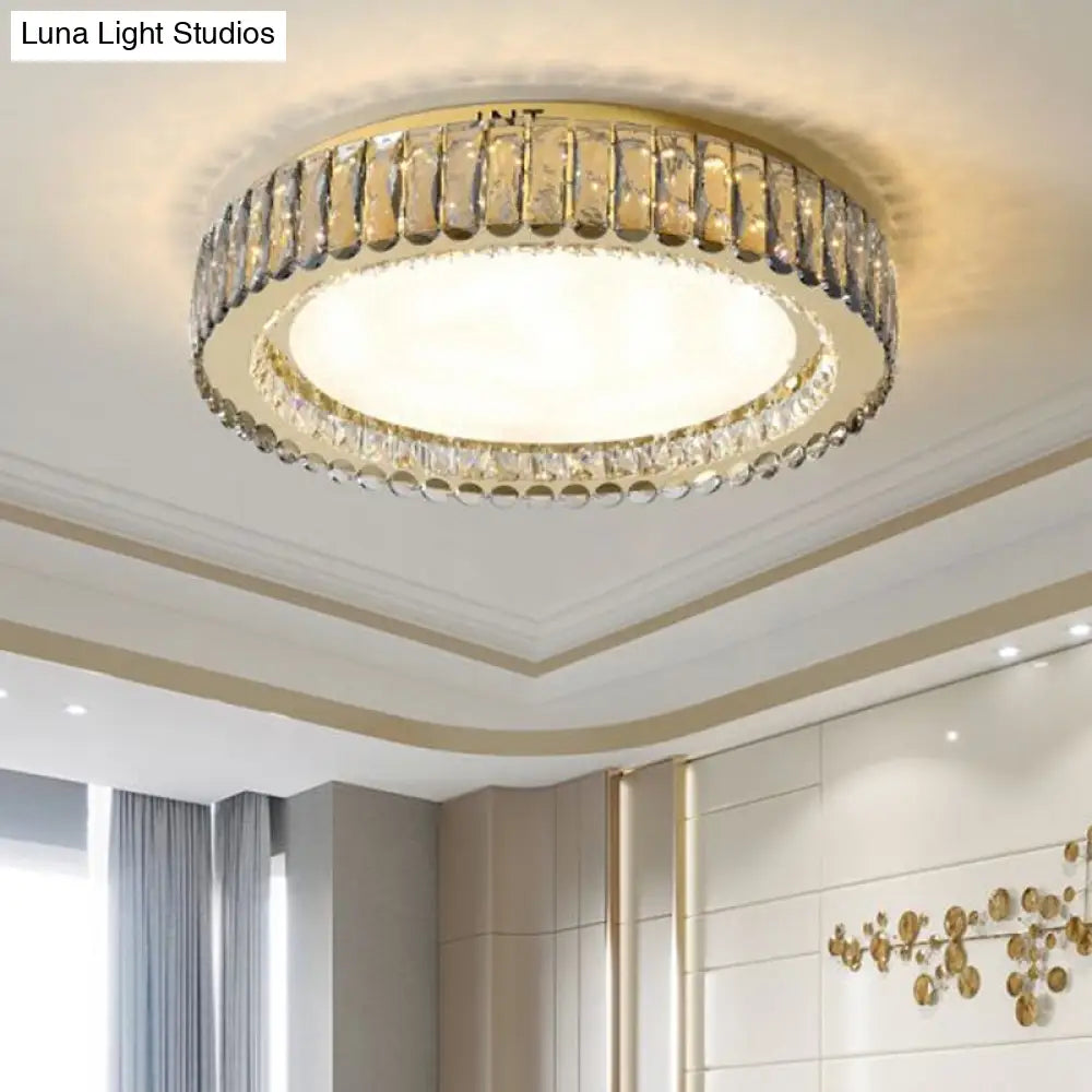 Minimalist Crystal Clear Geometric Flush Mount Ceiling Light For Bedroom