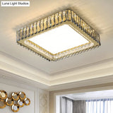 Minimalist Crystal Clear Geometric Flush Mount Ceiling Light For Bedroom