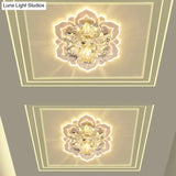 Minimalist Crystal Clear Led Floral Shade Flush Mount Light For Corridor