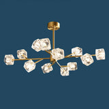 Minimalist Crystal Cube Pendant Chandelier With Gold Finish And Branch Design 12 /