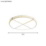 Minimalist Crystal Encrusted Led Flushmount Ceiling Light - White Circle Division 16.5’/20.5’ W