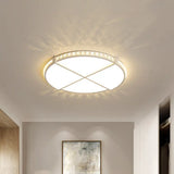 Minimalist Crystal Encrusted Led Flushmount Ceiling Light - White Circle Division 16.5’/20.5’ W
