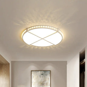 Minimalist Crystal Encrusted Led Flushmount Ceiling Light - White Circle Division 16.5’/20.5’ W