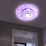 Minimalist Crystal Entryway Led Flush Mount – Blossom Lighting In Clear / Purple