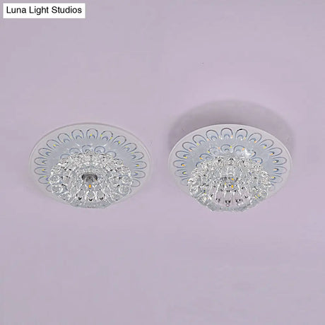 Minimalist Crystal Floral Led Flush Mount For Corridor Lighting