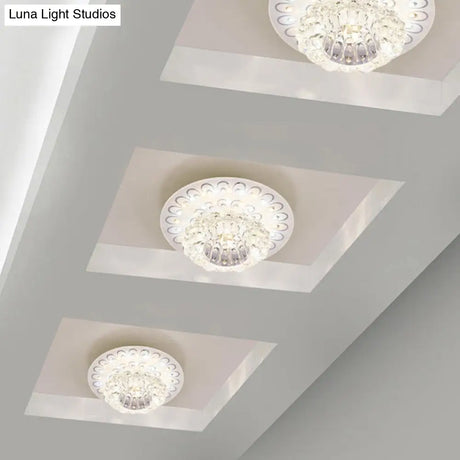 Minimalist Crystal Floral Led Flush Mount For Corridor Lighting