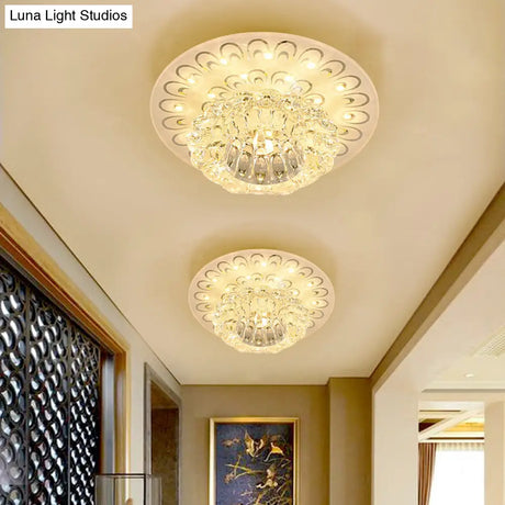 Minimalist Crystal Floral Led Flush Mount For Corridor Lighting