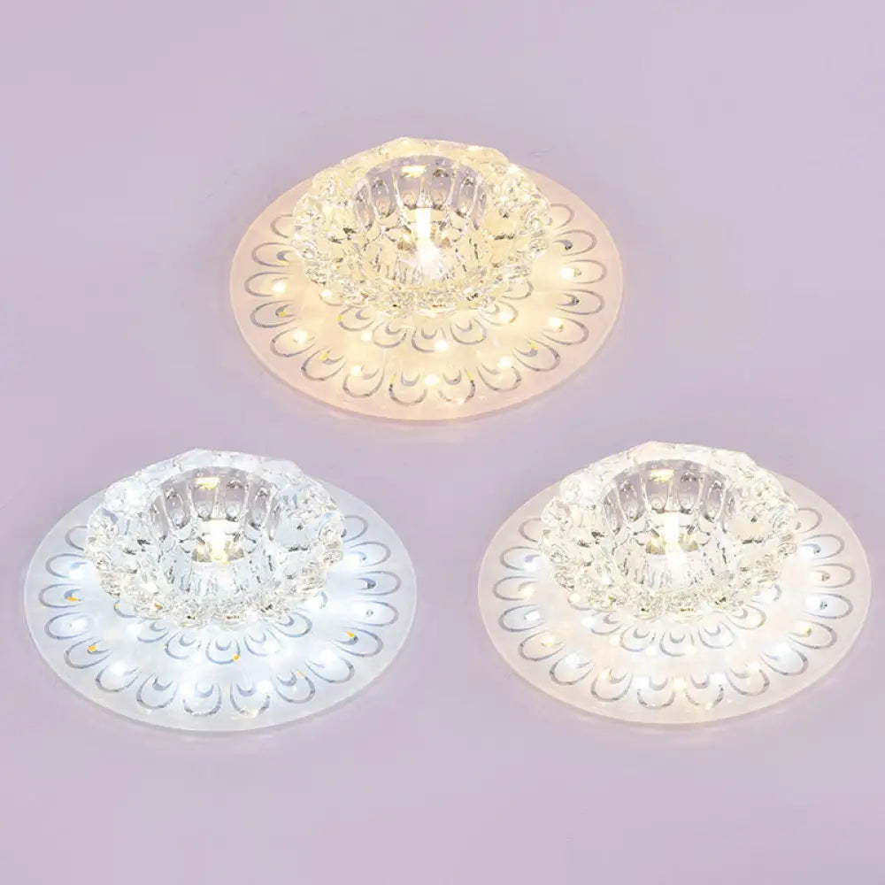 Minimalist Crystal Floral Led Flush Mount For Corridor Lighting Clear / Third Gear