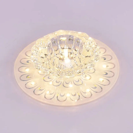 Minimalist Crystal Floral Led Flush Mount For Corridor Lighting Clear / Warm