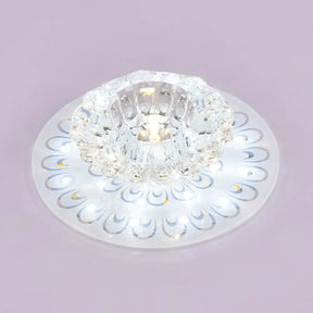 Minimalist Crystal Floral Led Flush Mount For Corridor Lighting Clear / White