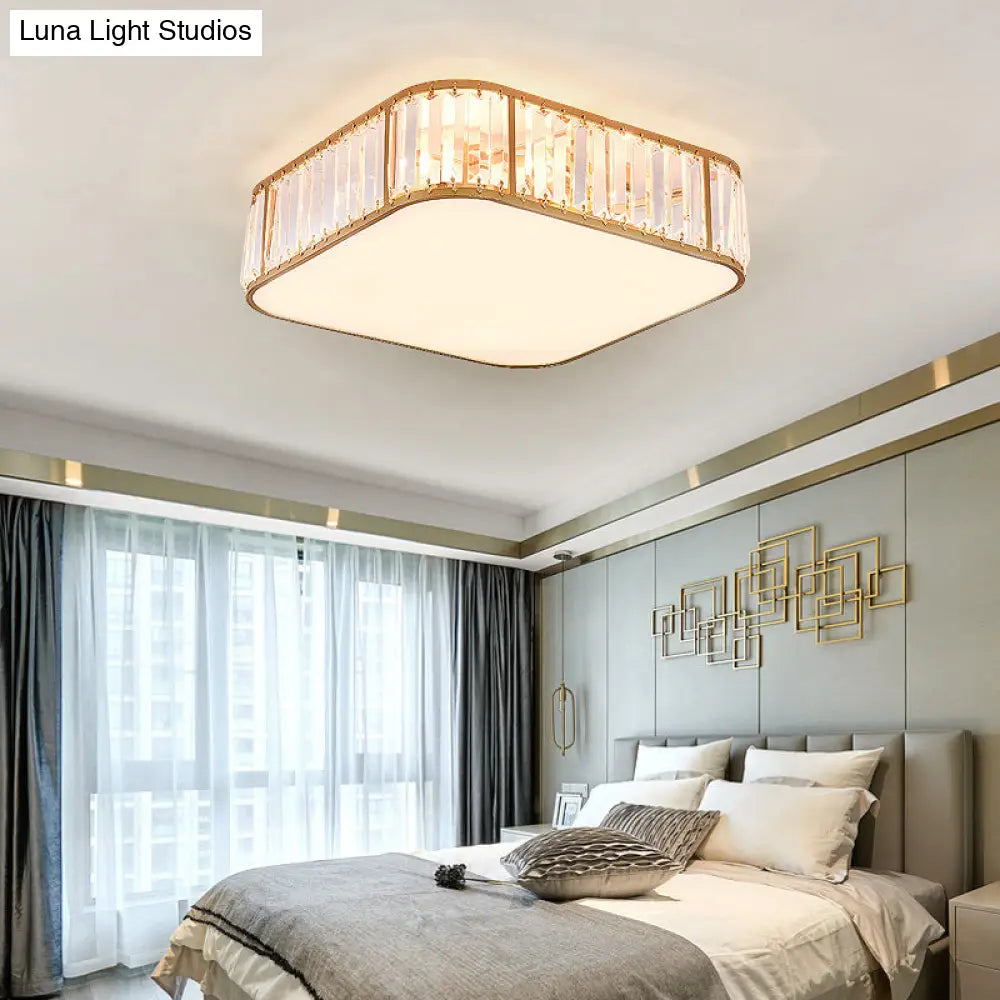 Minimalist Crystal Flush Mount Ceiling Light For Bedroom