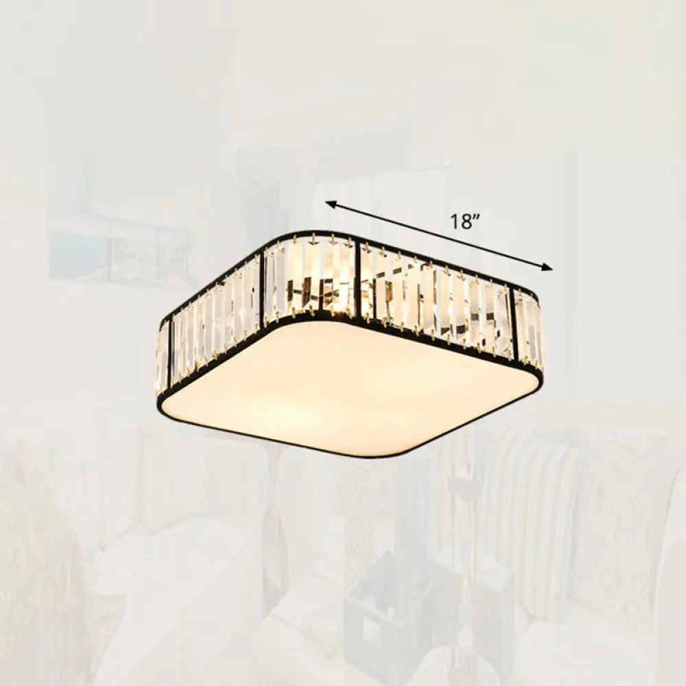 Minimalist Crystal Flush Mount Ceiling Light For Bedroom Black / 18’