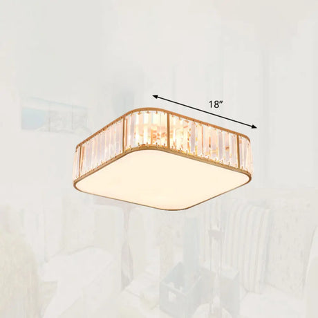 Minimalist Crystal Flush Mount Ceiling Light For Bedroom Gold / 18’