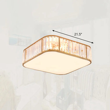 Minimalist Crystal Flush Mount Ceiling Light For Bedroom Gold / 21.5’