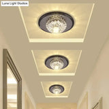 Minimalist Crystal Flush Mount Ceiling Light For Porch - Lattice Bowl Design