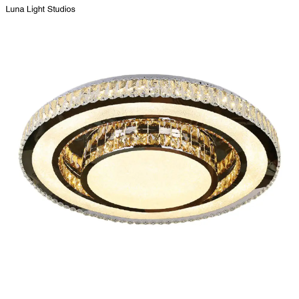 Minimalist Crystal Flush Mount Spotlight With Rounded Nickel Finish
