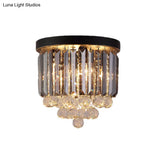 Minimalist Crystal Flushmount Lighting - Black Cylindrical Corridor Ceiling Flush Light